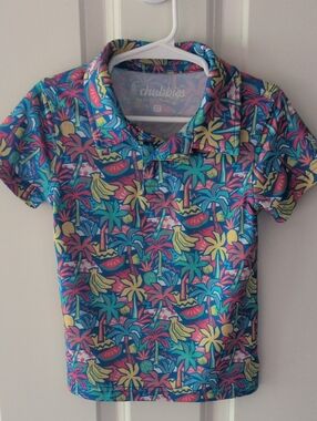 Chubbies Tropical Swim Top in Blue, Pink, Yellow